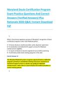 Maryland Doula Certification Program &NewLine;Exam Practice Questions And Correct &NewLine;Answers &lpar;Verified Answers&rpar; Plus &NewLine;Rationale 2026 Q&A&vert; Instant Download &NewLine;Pdf 