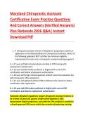 Maryland Chiropractic Assistant &NewLine;Certification Exam Practice Questions &NewLine;And Correct Answers &lpar;Verified Answers&rpar; &NewLine;Plus Rationale 2026 Q&A&vert; Instant &NewLine;Download Pdf  