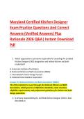 Maryland Certified Kitchen Designer &NewLine;Exam Practice Questions And Correct &NewLine;Answers &lpar;Verified Answers&rpar; Plus &NewLine;Rationale 2026 Q&A&vert; Instant Download &NewLine;Pdf 