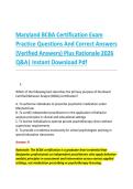 Maryland BCBA Certification Exam &NewLine;Practice Questions And Correct Answers &NewLine;&lpar;Verified Answers&rpar; Plus Rationale 2026 &NewLine;Q&A&vert; Instant Download Pdf 