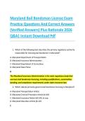 Maryland Bail Bondsman License Exam &NewLine;Practice Questions And Correct Answers &NewLine;&lpar;Verified Answers&rpar; Plus Rationale 2026 &NewLine;Q&A&vert; Instant Download Pdf  
