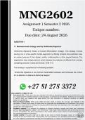 MNG2602 Assignment 1 &lpar;COMPLETE ANSWERS&rpar; Semester 2 2026 - DUE 24 August 2026