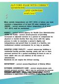 ALF Core Exam 2026&sol;2027 &vert; Correct Questions and Answers &vert; Complete Assisted Living Study Guide