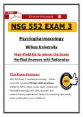 NSG 552 Exam 3 Wilkes Psychopharmacology &ndash; Actual Questions & Answers &lpar;Updated PDF&rpar;