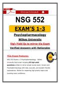 NSG 552 Exams 1&ndash;3 Wilkes Psychopharmacology &ndash; Actual Questions & Answers &lpar;Updated PDF&rpar;