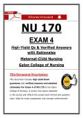 NU 170 Exam 4 Galen Maternal-Child Nursing &ndash; Actual Questions & Answers &lpar;Updated PDF&rpar;