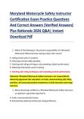 Maryland Motorcycle Safety Instructor &NewLine;Certification Exam Practice Questions &NewLine;And Correct Answers &lpar;Verified Answers&rpar; &NewLine;Plus Rationale 2026 Q&A&vert; Instant &NewLine;Download Pdf  