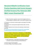 Maryland Midwife Certification Exam &NewLine;Practice Questions And Correct Answers &NewLine;&lpar;Verified Answers&rpar; Plus Rationale 2026 &NewLine;Q&A&vert; Instant Download Pdf 