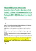 Maryland Massage Practitioner &NewLine;Licensing Exam Practice Questions And &NewLine;Correct Answers &lpar;Verified Answers&rpar; Plus &NewLine;Rationale 2026 Q&A&vert; Instant Download &NewLine;Pdf 