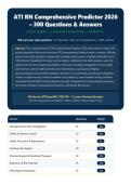 ATI RN Comprehensive Predictor 2026 &vert; 300 Questions with Verified Answers & Rationales &vert; Latest Exit Exam Study Guide &vert; Graded A&plus;