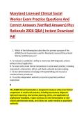 Maryland Licensed Clinical Social &NewLine;Worker Exam Practice Questions And &NewLine;Correct Answers &lpar;Verified Answers&rpar; Plus &NewLine;Rationale 2026 Q&A&vert; Instant Download &NewLine;Pdf 