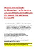 Maryland Interior Decorator &NewLine;Certification Exam Practice Questions &NewLine;And Correct Answers &lpar;Verified Answers&rpar; &NewLine;Plus Rationale 2026 Q&A&vert; Instant &NewLine;Download Pdf 