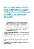 Maryland Heavy Equipment Operator &NewLine;Certification Exam Practice Questions &NewLine;And Correct Answers &lpar;Verified Answers&rpar; &NewLine;Plus Rationale 2026 Q&A&vert; Instant &NewLine;Download Pdf  