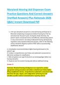 Maryland Hearing Aid Dispenser Exam &NewLine;Practice Questions And Correct Answers &NewLine;&lpar;Verified Answers&rpar; Plus Rationale 2026 &NewLine;Q&A&vert; Instant Download Pdf 