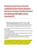 Maryland Group Fitness Instructor &NewLine;Certification Exam Practice Questions &NewLine;And Correct Answers &lpar;Verified Answers&rpar; &NewLine;Plus Rationale 2026 Q&A&vert; Instant &NewLine;Download Pdf 