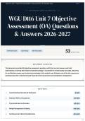 WGU D116 Unit 7 Objective Assessment &lpar;OA&rpar; Questions & Answers 2026-2027