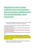 Maryland Foster Parent Training &NewLine;Certification Exam Practice Questions &NewLine;And Correct Answers &lpar;Verified Answers&rpar; &NewLine;Plus Rationale 2026 Q&A&vert; Instant &NewLine;Download Pdf  