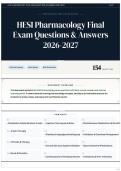HESI Pharmacology Final Exam Questions & Answers 2026-2027
