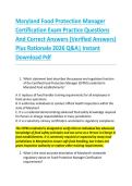 Maryland Food Protection Manager &NewLine;Certification Exam Practice Questions &NewLine;And Correct Answers &lpar;Verified Answers&rpar; &NewLine;Plus Rationale 2026 Q&A&vert; Instant &NewLine;Download Pdf  