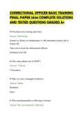 CORRECTIONAL OFFICER BASIC TRAINING&NewLine;FINAL PAPER 2026 COMPLETE SOLUTIONS&NewLine;AND TESTED QUESTIONS GRADED A&plus;