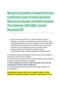 Maryland Excavation Competent Person &NewLine;Certification Exam Practice Questions &NewLine;And Correct Answers &lpar;Verified Answers&rpar; &NewLine;Plus Rationale 2026 Q&A&vert; Instant &NewLine;Download Pdf  