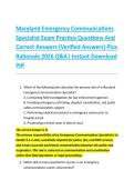 Maryland Emergency Communications &NewLine;Specialist Exam Practice Questions And &NewLine;Correct Answers &lpar;Verified Answers&rpar; Plus &NewLine;Rationale 2026 Q&A&vert; Instant Download &NewLine;Pdf