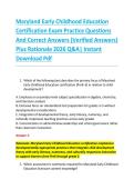 Maryland Early Childhood Education &NewLine;Certification Exam Practice Questions &NewLine;And Correct Answers &lpar;Verified Answers&rpar; &NewLine;Plus Rationale 2026 Q&A&vert; Instant &NewLine;Download Pdf 