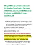 Maryland Driver Education Instructor &NewLine;Certification Exam Practice Questions &NewLine;And Correct Answers &lpar;Verified Answers&rpar; &NewLine;Plus Rationale 2026 Q&A&vert; Instant &NewLine;Download Pdf 
