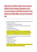 Maryland Certified Public Procurement &NewLine;Officer Exam Practice Questions And &NewLine;Correct Answers &lpar;Verified Answers&rpar; Plus  &NewLine;Rationale 2026 Q&A&vert; Instant Download &NewLine;Pdf  