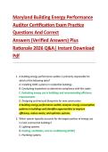 Maryland Building Energy Performance &NewLine;Auditor Certification Exam Practice &NewLine;Questions And Correct  &NewLine;Answers &lpar;Verified Answers&rpar; Plus  &NewLine;Rationale 2026 Q&A&vert; Instant Download &NewLine;Pdf  