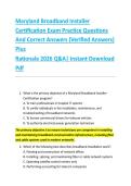 Maryland Broadband Installer &NewLine;Certification Exam Practice Questions &NewLine;And Correct Answers &lpar;Verified Answers&rpar; &NewLine;Plus  &NewLine;Rationale 2026 Q&A&vert; Instant Download &NewLine;Pdf  