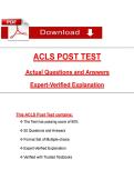 ACLS Post Test &lpar;Latest 2026&sol;2027 Update&rpar; Complete Questions and Guide Answers&comma; 100&percnt; Verified Graded A&plus;