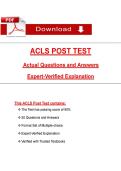 ACLS Post Test &lpar;Latest 2026&sol;2027 Update&rpar; Complete Questions and Guide Answers&comma; 100&percnt; Verified Graded A&plus;