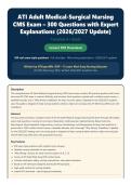 ATI Med-Surg CMS Exam 2026&sol;2027 Latest &vert; 300 Verified Q&A with Rationales &vert; ATI Adult Medical-Surgical Nursing A&plus; Study Guide 