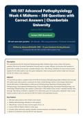 NR-507 Advanced Pathophysiology Midterm Exam 2026 Latest &vert; 300 Verified Q&A with Rationales &vert; Chamberlain University A&plus; Study Guide