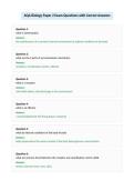 AQA Biology Paper 2 Exam Questions with Correct Answers