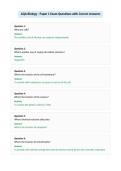 AQA Biology - Paper 1 Exam Questions with Correct Answers