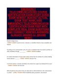 EMERGENCY&NewLine;TELECOMMUNICATIONS COURSE&NewLine;CERTIFICATION EXAM STUDY GUIDE&NewLine;EXAM NEWEST 2026&sol;2027 ACTUAL&NewLine;EXAM TEST BANK&vert; IAED&NewLine;EMERGENCY TELECOMMUNICATOR&NewLine;CERTIFICATION EXAM PREP WITH&NewLine;COMPLETE REAL EXAM QUESTIONS&NewLine;AND CORRECT VERIFIED ANSWERS&sol;&NewLine;ALREADY GRADED