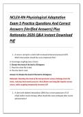 NCLEX-RN Physiological Adaptation &NewLine;Exam 5 Practice Questions And Correct &NewLine;Answers &lpar;Verified Answers&rpar; Plus &NewLine;Rationales 2026 Q&A Instant Download &NewLine;Pdf 
