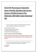 NCLEX-RN Physiological Adaptation &NewLine;Exam 4 Practice Questions And Correct &NewLine;Answers &lpar;Verified Answers&rpar; Plus &NewLine;Rationales 2026 Q&A Instant Download &NewLine;Pdf 