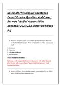 NCLEX-RN Physiological Adaptation &NewLine;Exam 2 Practice Questions And Correct &NewLine;Answers &lpar;Verified Answers&rpar; Plus &NewLine;Rationales 2026 Q&A Instant Download &NewLine;Pdf 