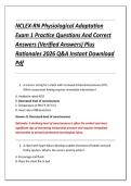 NCLEX-RN Physiological Adaptation &NewLine;Exam 1 Practice Questions And Correct &NewLine;Answers &lpar;Verified Answers&rpar; Plus &NewLine;Rationales 2026 Q&A Instant Download &NewLine;Pdf 