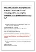 NCLEX-RN Basic Care & Comfort Exam 4 &NewLine;Practicee Questions And Correct &NewLine;Answers &lpar;Verified Answers&rpar; Plus &NewLine;Rationales 2026 Q&A Instant Download &NewLine;Pdf 