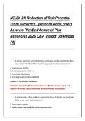 NCLEX-RN Reduction of Risk Potential &NewLine;Exam 3 Practice Questions And Correct &NewLine;Answers &lpar;Verified Answers&rpar; Plus &NewLine;Rationales 2026 Q&A Instant Download &NewLine;Pdf 