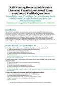 NAB Nursing Home Administrator Licensing Examination Actual Exam &ndash; National Association of Long Term Care Administrator Boards &lpar;NAB&rpar; &ndash; 2026&sol;2027 Academic Year &ndash; Verified Questions and Answers for Professional Long-Term Care Administration Candidates