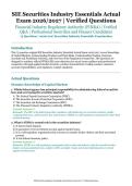 SIE Securities Industry Essentials Actual Exam &ndash; Financial Industry Regulatory Authority &lpar;FINRA&rpar; &ndash; 2026&sol;2027 Academic Year &ndash; Verified Questions and Answers for Professional Securities and Finance Candidates