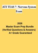 ATI TEAS 7 Nervous System Exam PDF &vert; Anatomy & Physiology Practice Questions&comma; Study Guide & Detailed Answers 2026