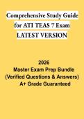 Comprehensive Study Guide for ATI TEAS 7 Exam LATEST VERSION PDF &vert; Practice Questions&comma; Detailed Answers & Complete Exam Review 2026