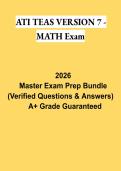 ATI TEAS Version 7 Math Exam PDF &vert; Complete Study Guide&comma; Practice Questions&comma; Detailed Solutions & Exam Review 2026