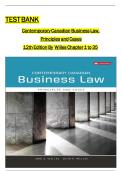 Contemporary Canadian Business Law 12Ed&period; By John A Willes&comma; John H Willes -Complete&comma; Elaborated and Latest - Test Bank & Solutions Manual&NewLine;